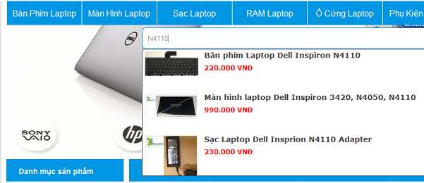 Hướng dẫn tìm sạc laptop trên website banphimlaptopviet cho khách hàng tại Q.Ba Đình