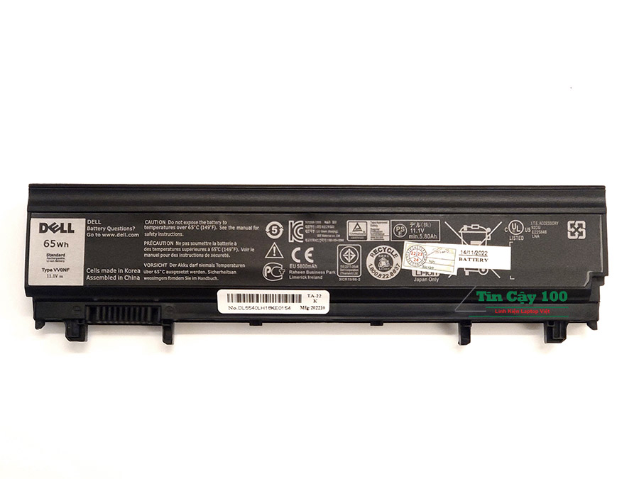 Thay cell gốc cho pin laptop Dell Type VV0NF 65Wh