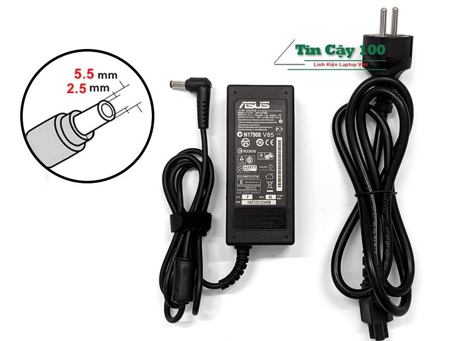 thumbnail image 2 of 19V 65W AC Adapter Charger For ASUS X44C X44H X45C X75VD Laptops – Power Supply Cord 2 of 6