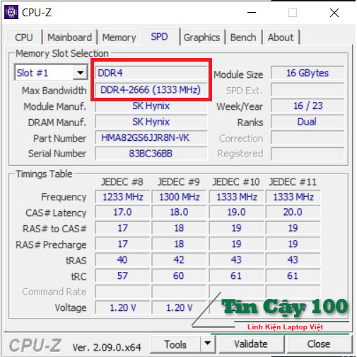 Kiểm tra loại ram bus CPU-Z