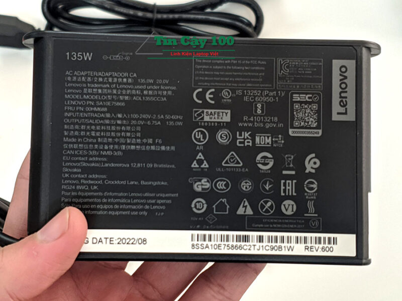 bộ sạc Laptop Lenovo Legion Y530 Chân USB 135Walt box