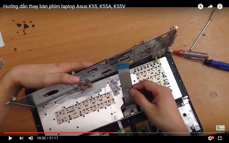 Video hướng dẫn thay bàn phím laptop Asus K55A