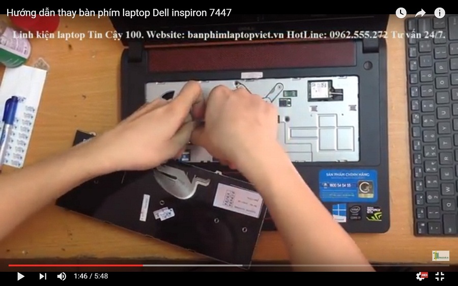Video hướng dẫn thay bàn phím laptop DEll inspiron 7447