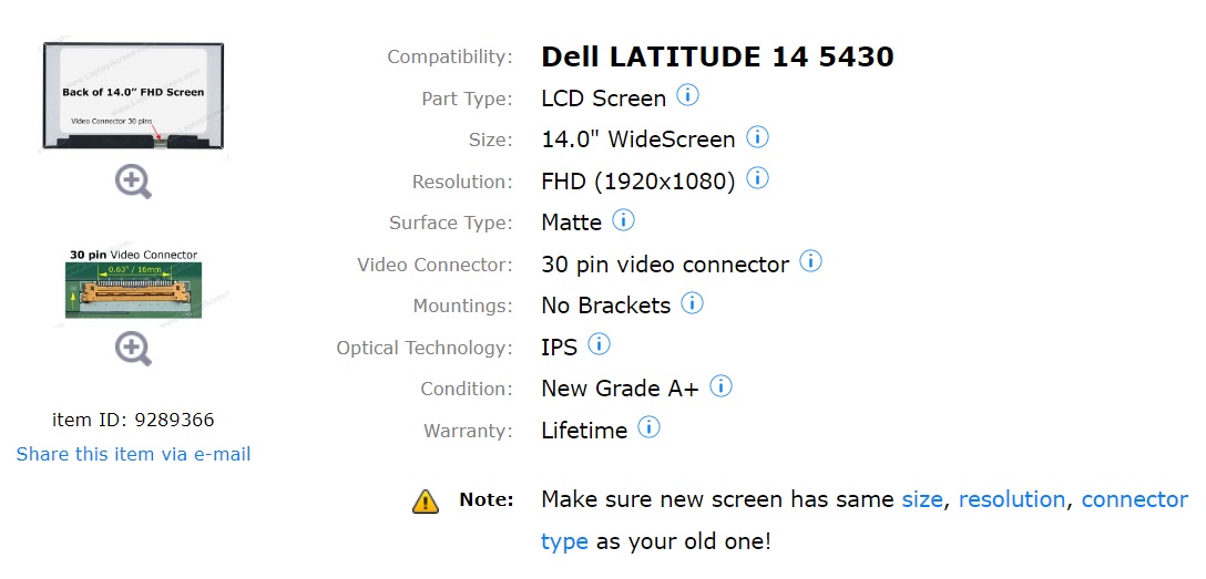 Thông số kỹ thuật Dell latitude 14 5430