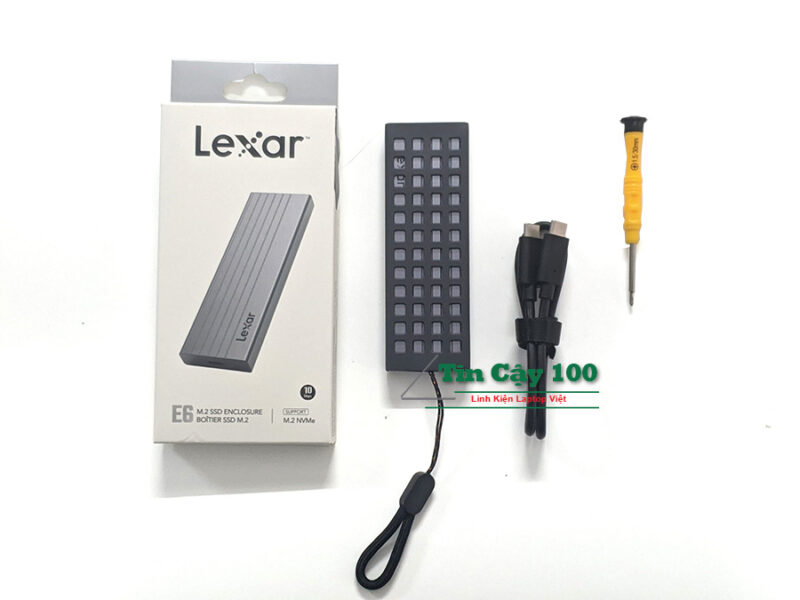 Box di động Lexar E6 cho SSD M.2 NMVE Gen 3x4 Gen 4x4 full box chính hãng