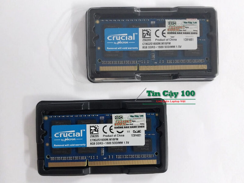 Ram Laptop Crucial DDR3 8Gb Bus 1600 1.5V memory hãng