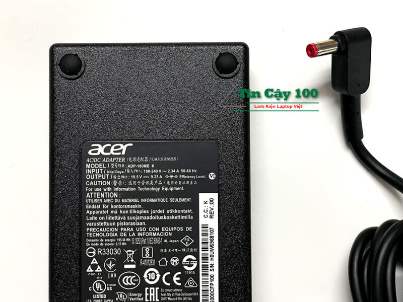 Thông số điện áp sạc Laptop Acer Predator Helios PH315-52 9.23A 180W.